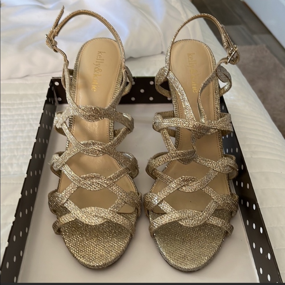 Kelly & Katie gold sparkled heels